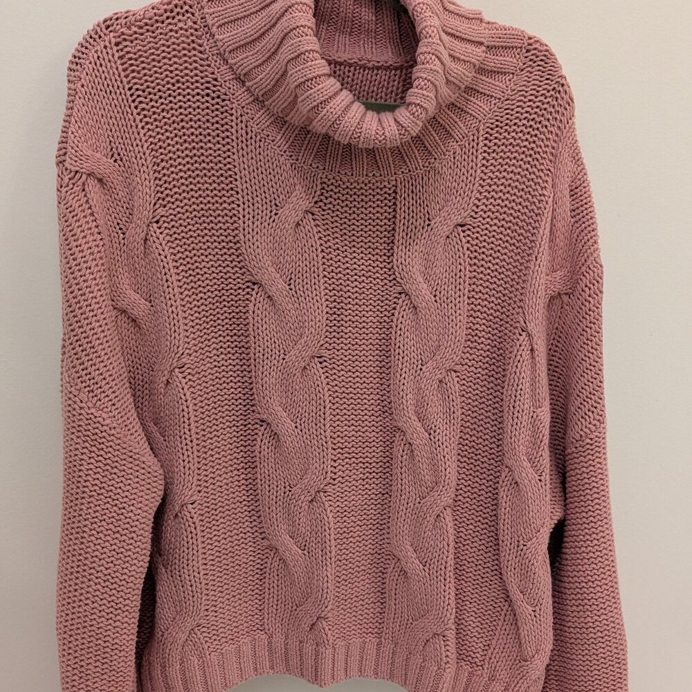 Unbranded Pink Turtleneck Sweater with Cables